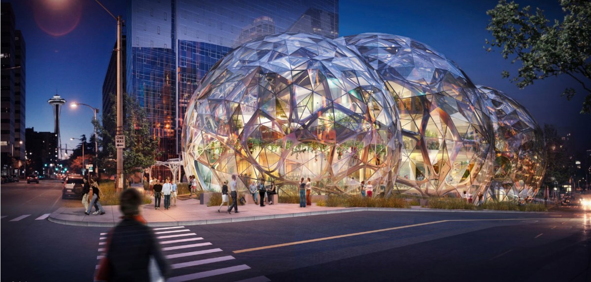 A rendering of what the Amazon Spheres will look like once completed in 2018. (NBBJ)