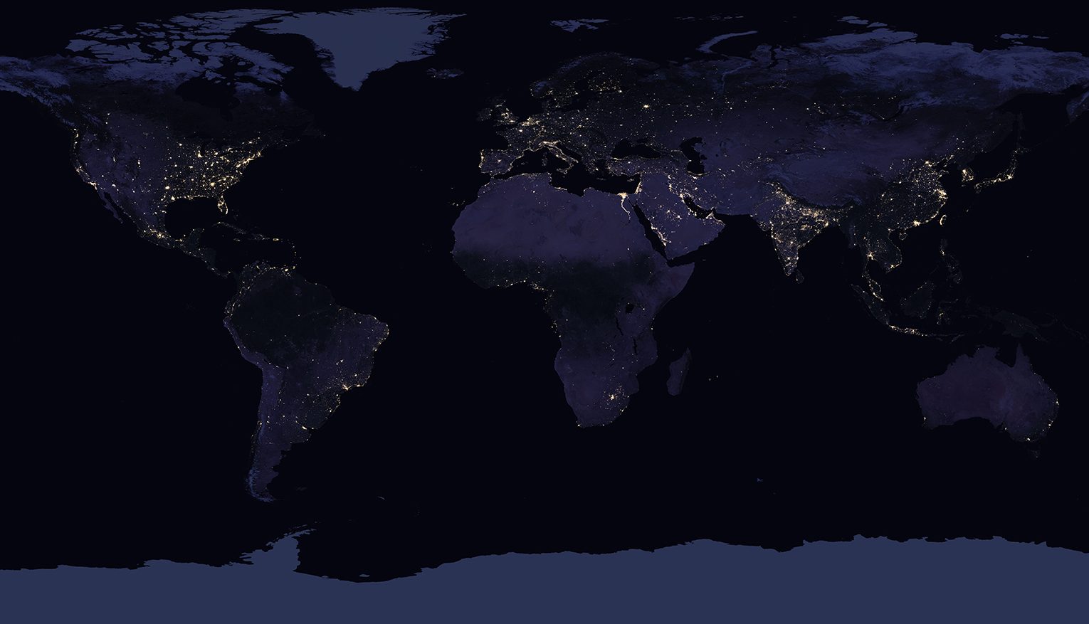 NASA global map of Earth at night