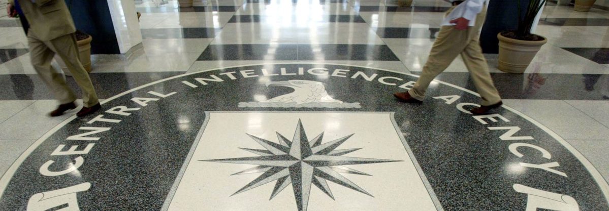 The CIA symbol is shown on the floor of CIA Headquarters, July 9, 2004 at CIA headquarters in Langley, Virginia.  (Mark Wilson/Getty Images)