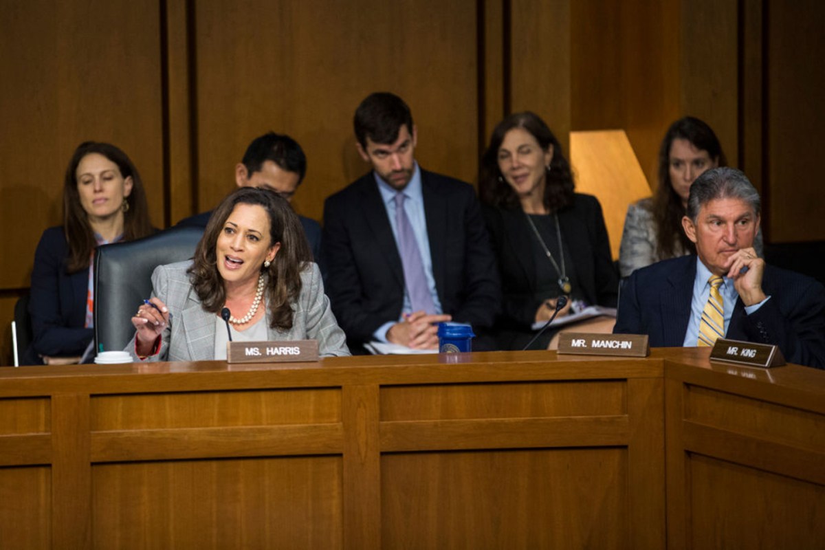 Sen. Kamala Harris (D-CA) speaks asks questions as U.S. Attorney General Jeff Sessions testifies before the Senate Intelligence Committee on Capitol Hill June 13, 2017 in Washington, DC. Sessions recused himself from the Russia investigation and he was later discovered to have had contact with the Russian ambassador last year despite testifying to the contrary during his confirmation hearing. (Photo by Zach Gibson/Getty Images)