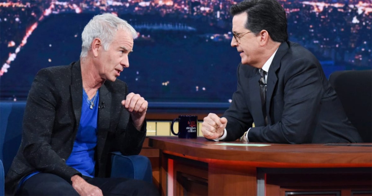 John McEnroe on the Late Show with Stephen Colbert. June 27, 2017. (YouTube/CBS)