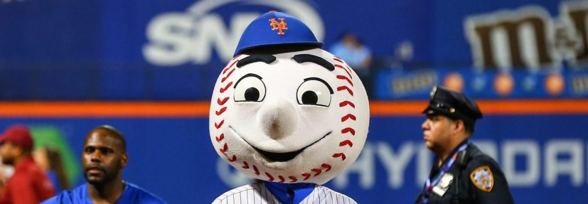 Mr. Met at Citi Field in Flushing, NY at a moment he was not giving an obscene gesture. (Rich Graessle/Icon Sportswire via Getty Images)