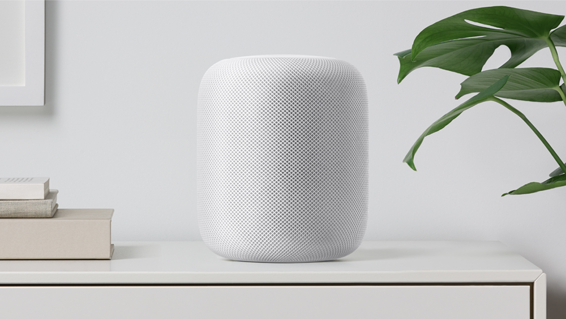 At just under 7 inches tall, HomePod can be placed almost anywhere in the home and is available in white and space gray. (Apple)