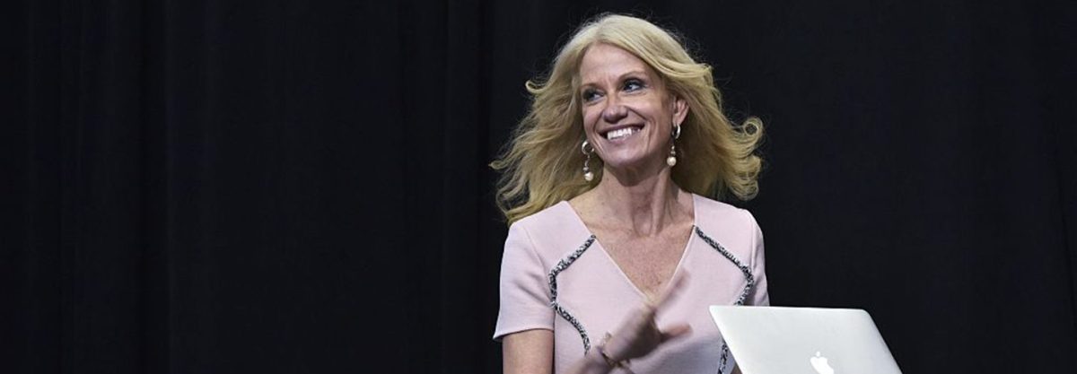 Trump campaign manager Kellyanne Conway arrives to speak at a rally for Republican presidential nominee Donald Trump at the Giant Center in Hershey, Pennsylvania on November 4, 2016. (MANDEL NGAN/AFP/Getty Images)