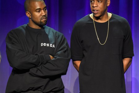 Kanye West and Jay Z attend the Tidal launch event in NYC.