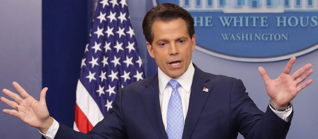 Anthony Scaramucci answers reporters' questions during the daily White House press briefing in the Brady Press Briefing Room at the White House July 21, 2017 in Washington, DC. White House Press Secretary Sean Spicer quit after it was announced that Trump hired Scaramucci. (Photo by Chip Somodevilla/Getty Images)