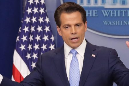 Anthony Scaramucci answers reporters' questions during the daily White House press briefing in the Brady Press Briefing Room at the White House July 21, 2017 in Washington, DC. White House Press Secretary Sean Spicer quit after it was announced that Trump hired Scaramucci. (Photo by Chip Somodevilla/Getty Images)