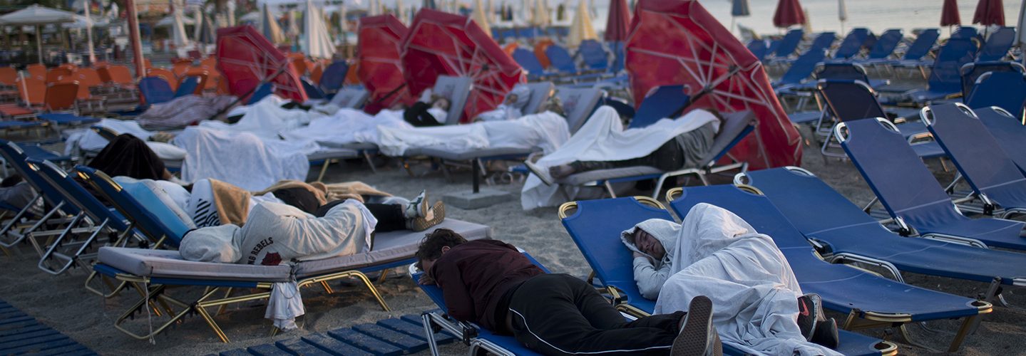 Tourist sleep on sun beds at a beach of the Greek island of Kos, on Saturday, July 22, 2017. Hundreds of residents and tourists on the eastern Greek island of Kos spent the night sleeping outdoors, on beach lounge-chairs, in parks and olive groves or in their cars, a night after a powerful earthquake killed two tourists and injured nearly 500 others across the Aegean Sea region, in Greece and Turkey.