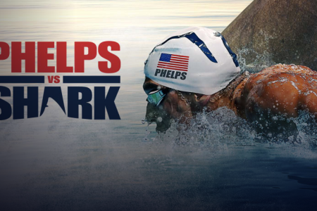 A screengrab of Discovery Channel's advertisement for "Phelps Vs. Shark." (Discovery)