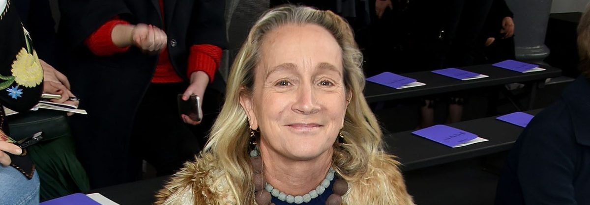 Lucinda Chambers, fashion editor at Vogue for 25 years, attends the Mulberry Winter '17 LFW show at The Old Billingsgate on February 19, 2017 in London, England.