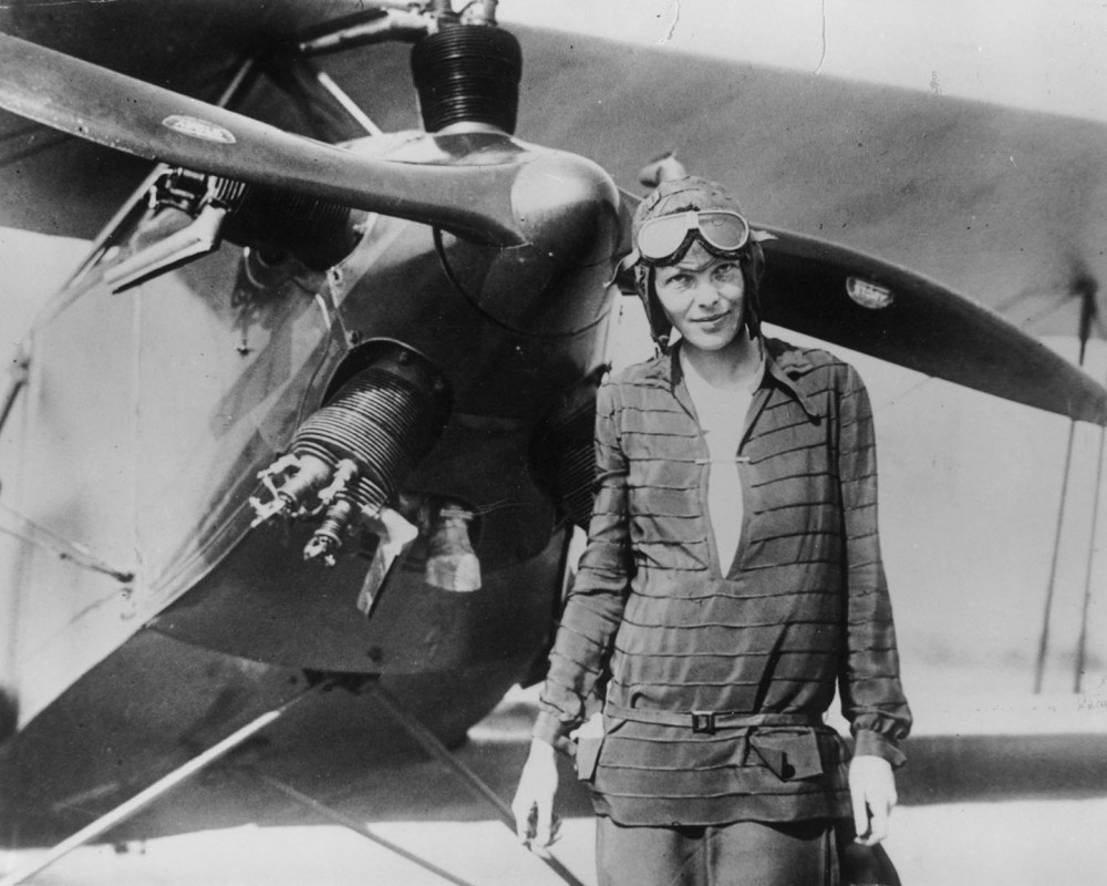 Amelia Earhart stands June 14, 1928 in front of her bi-plane called "Friendship" in Newfoundland. Earhart (1898 - 1937) disappeared without trace over the Pacific Ocean in her attempt to fly around the world in 1937.