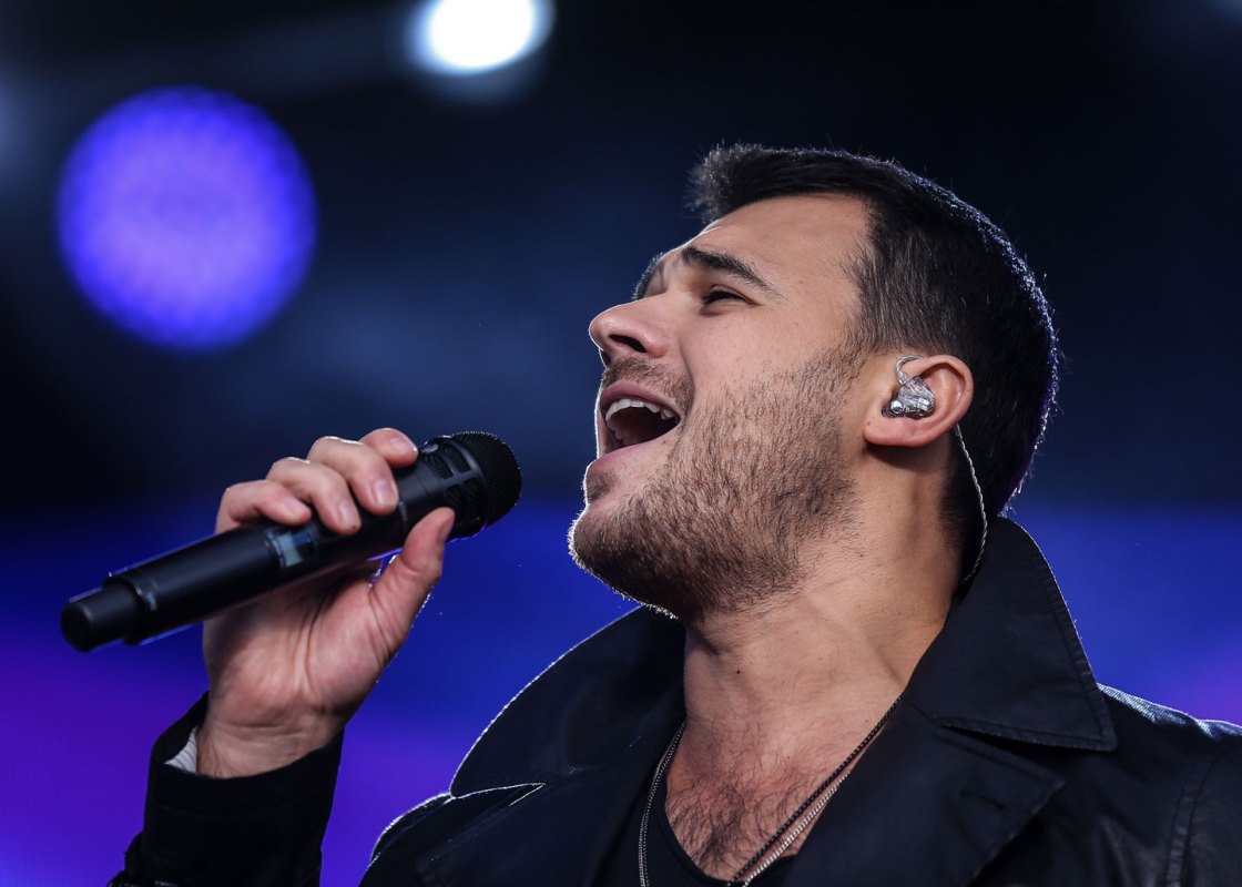 Singer Emin Agalarov performs in a concert in Red Square celebrating the Day of Russia. (Valery Sharifulin\TASS via Getty Images)
