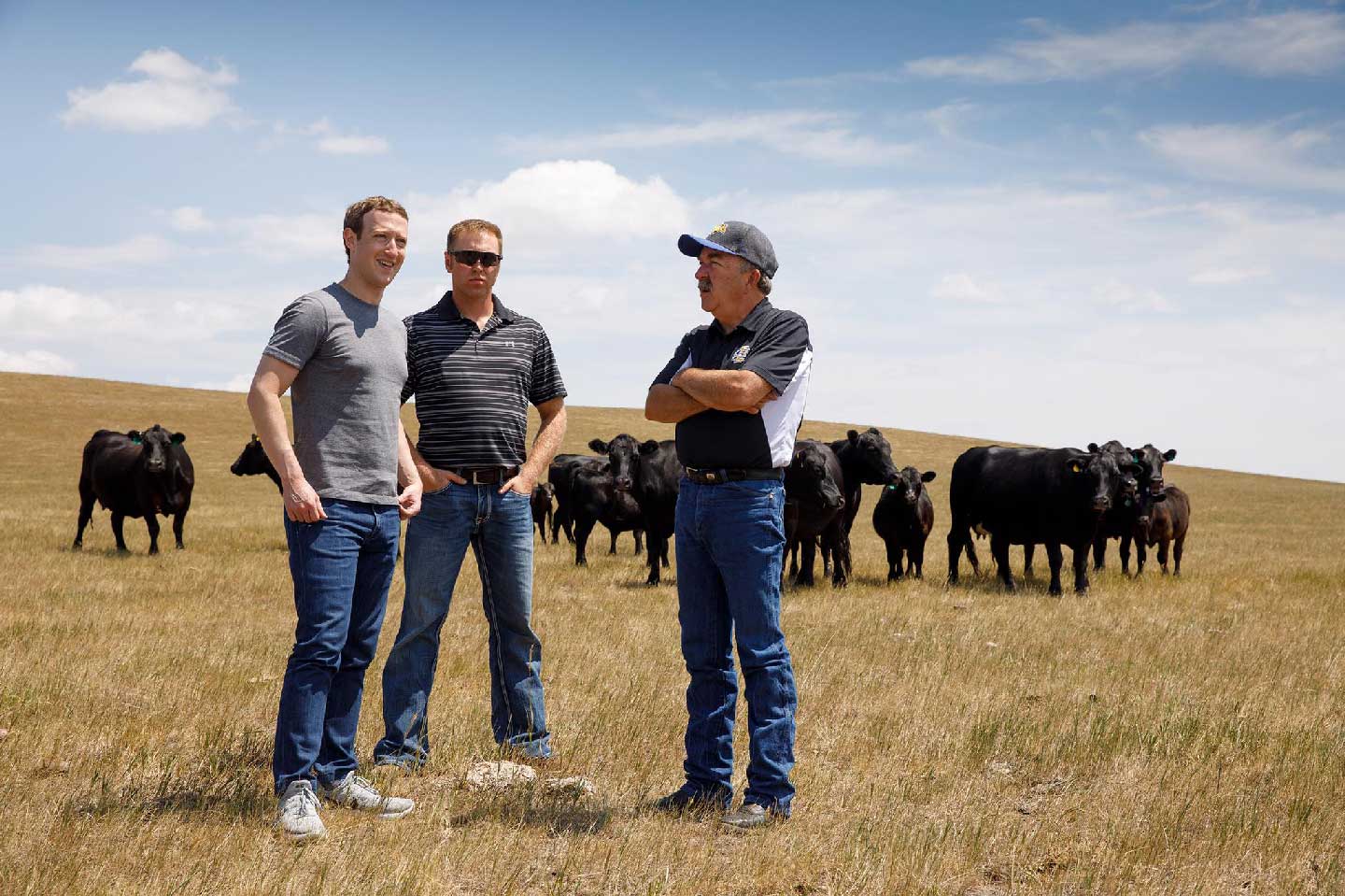 Zuckerberg meeting with the Norman Family, who are cattle ranchers in South Dakota. (Facebook)