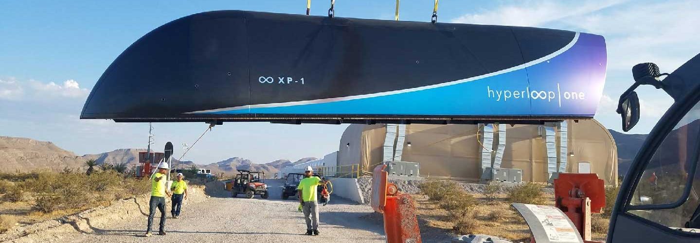 Hyperloop One's XP-1 vehicle being prepared for testing in Nevada. (Hyperloop One)