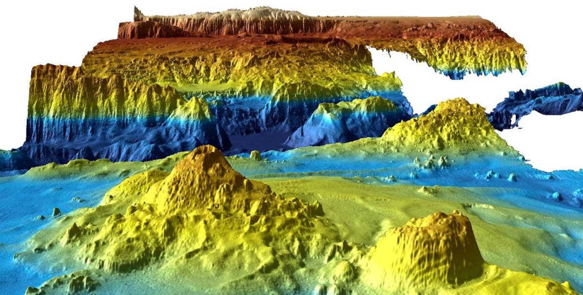A three-dimensional view of the sea floor obtained from mapping data collected during the first phase of the search for missing Malaysia Airlines flight MH370. (Geoscience Australia)