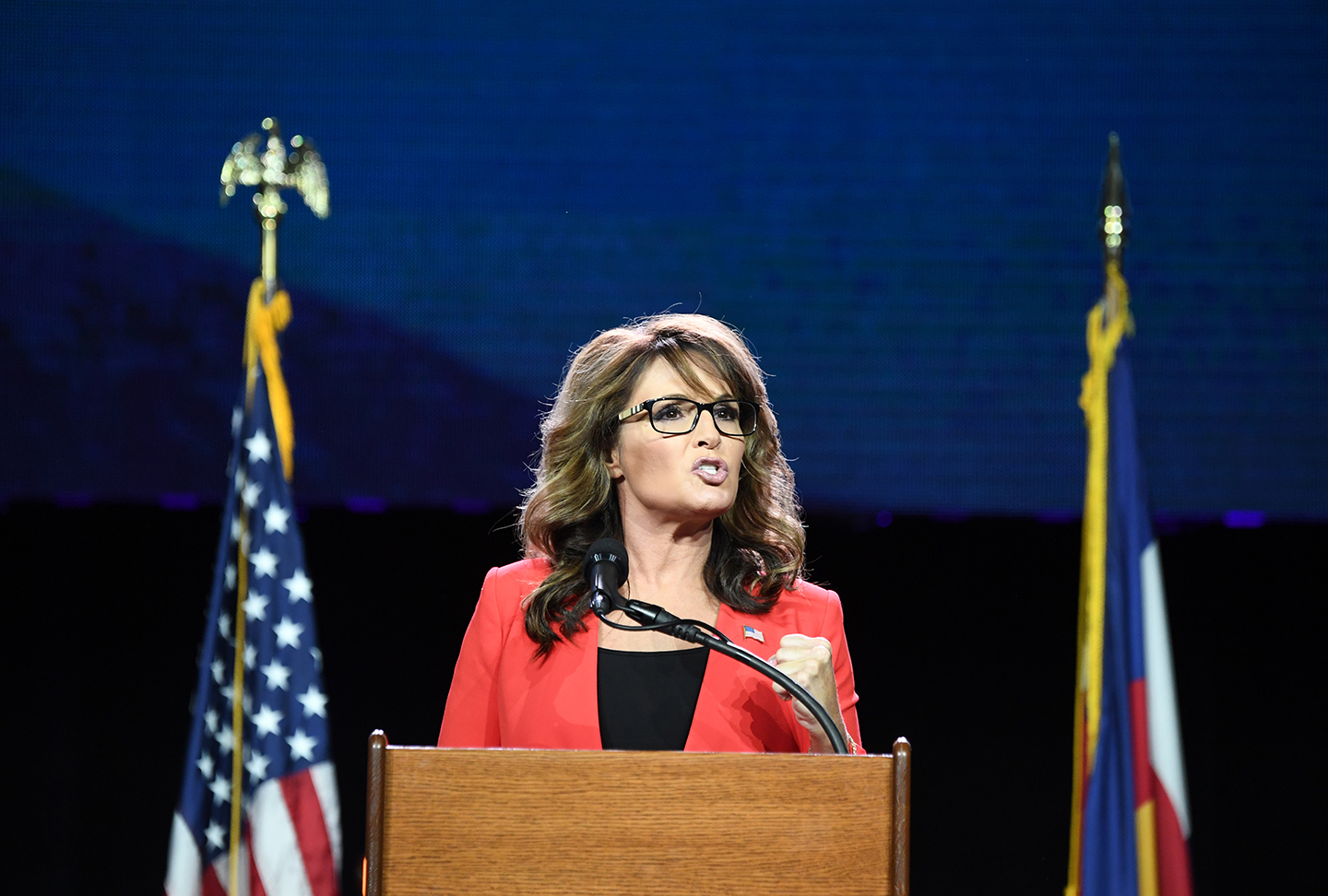 Former GOP vice presidential candidate Sarah Palin speaks during the 2016 Western Conservative Summit the Colorado Convention Center in Denver, July 01, 2016. It is the 7th annual Western Conservative Summit