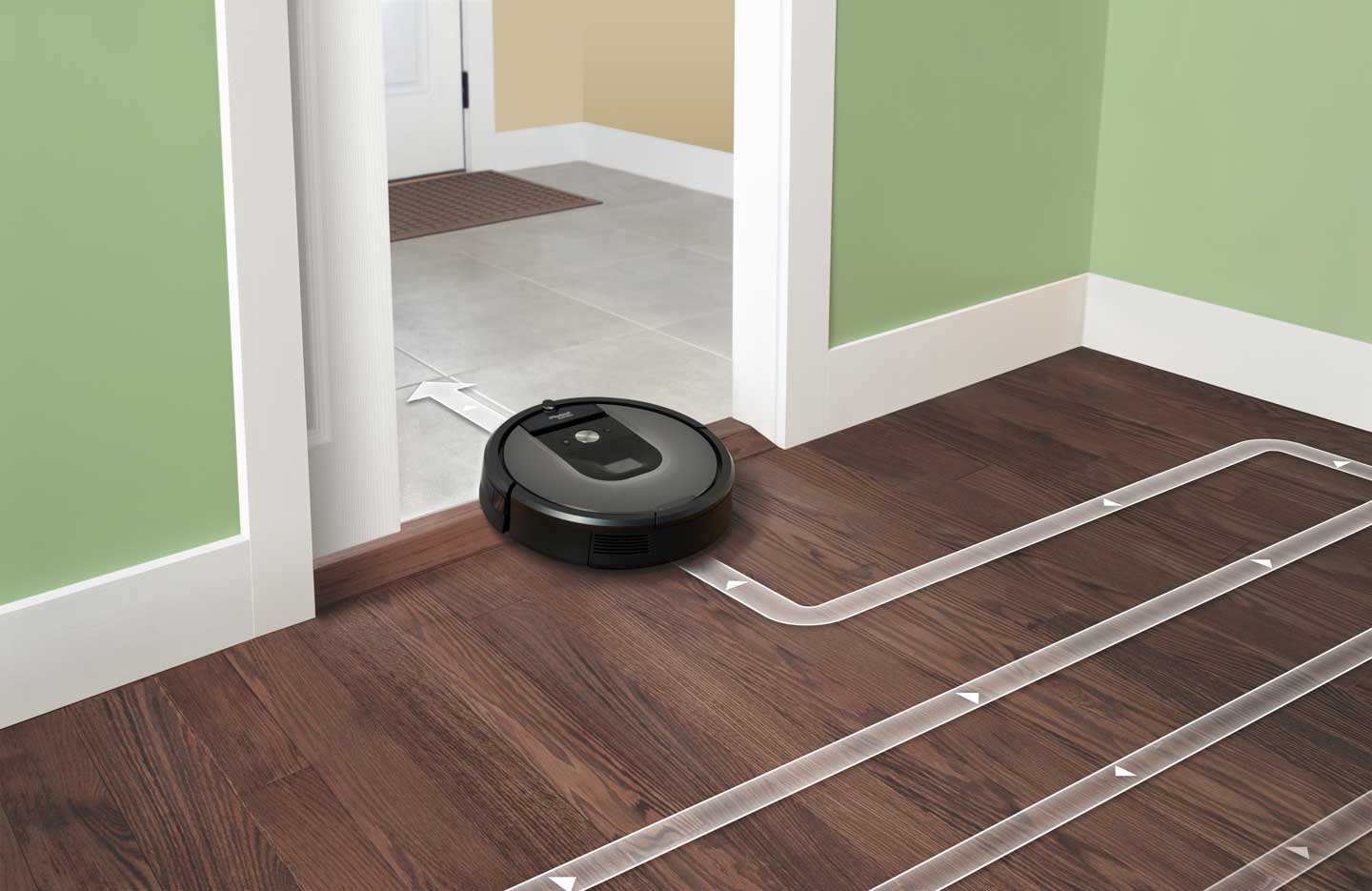 The Roomba might be gathering customer's data in addition to dirt.
(iRobot)
