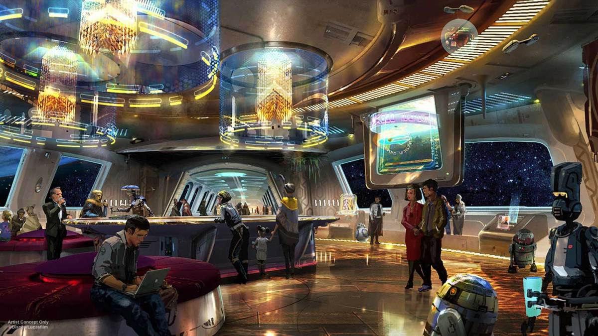 Designs show the Star Wars-inspired resort will resemble a spaceship (Disney/Lucasfilm)