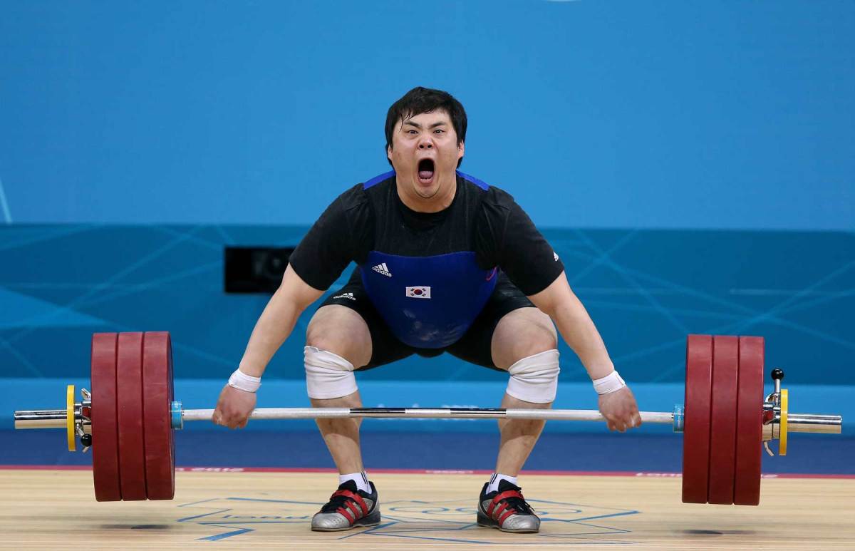 Whaseung Kim of Korea competes in the Men's 105kg Weightlifting on Day 10 of the London 2012 Olympic Games at ExCeL on August 6, 2012 in London, England. (Ezra Shaw/Getty Images)