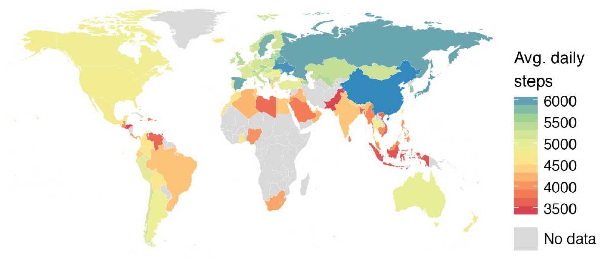 A map of the each country's activity level, or lack thereof. (Althoff, et. al.)