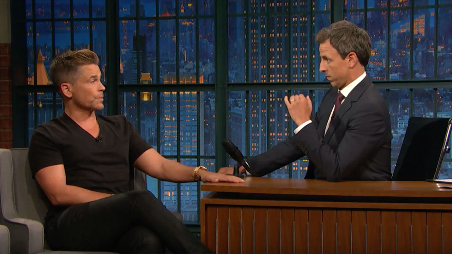 Rob Lowe appears on 'Late Night with Seth Meyers' on August 2, 2017.