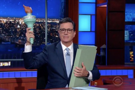 Stephen Colbert mocks Stephen Miller on the "Late Show," August 3, 2017. (CBS/YouTube)