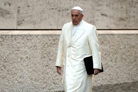 Pope Francis arrives for the Papal consistory before the nominations of new cardinals at the Vatican on February 13, 2015. (Filippo Monteforte/Getty)