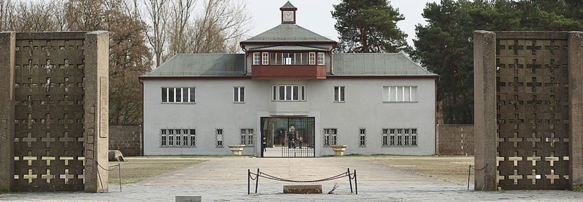 he entrance tower of the former concentration camp Sachsenhausen.