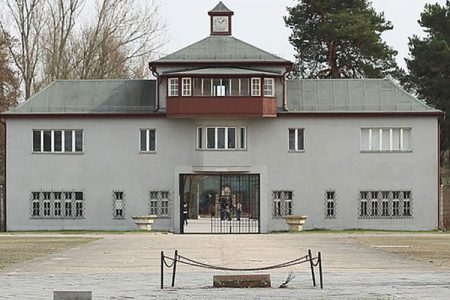 he entrance tower of the former concentration camp Sachsenhausen.