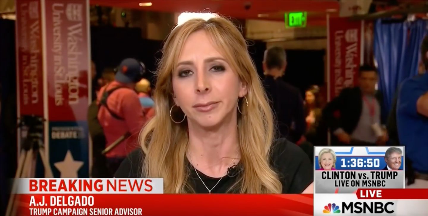 Then-campaign staffer A.J. Delgado appears on Rachel Maddow in October of 2016.