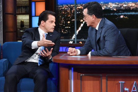 Anthony Scaramucci appears on the "Late Show" with Stephen Colbert on August 14, 2017.