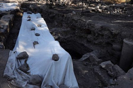 A picture taken on August 6, 2017, shows a general view of an archeological excavation site, believed to be the lost Roman city of Julias where three of Jesuss apostles had lived, near the northern shore of the Sea of Galilee, in the Bethsaida Valley Nature Reserve.