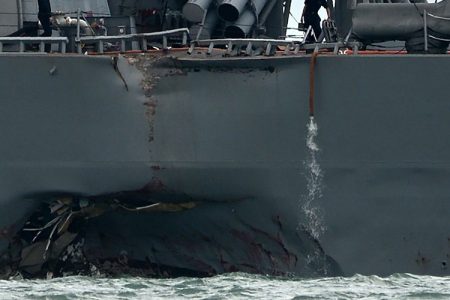 USS John S. McCain Collides With Oil Tanker in Singaporean Waters