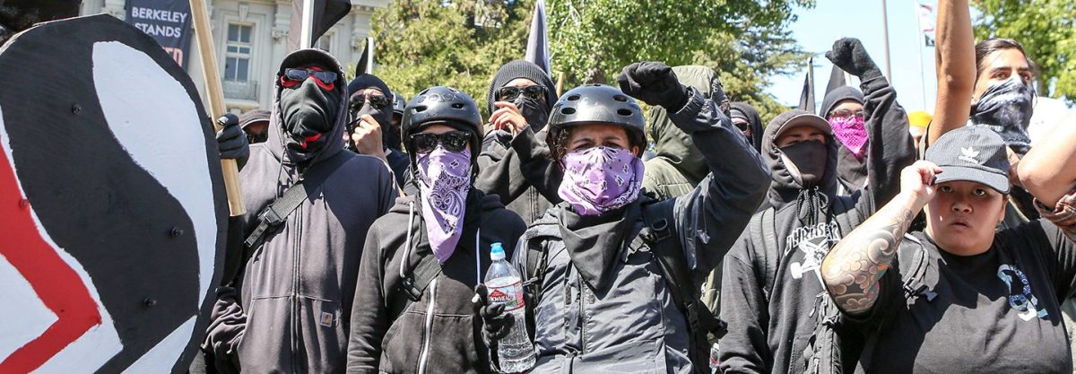Antifa members and counter protesters in Berkeley