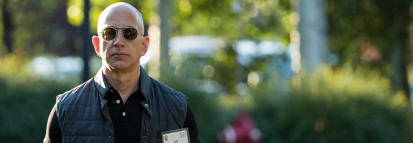 Jeff Bezos, chief executive officer of Amazon, arrives for the third day of the annual Allen & Company Sun Valley Conference, July 13, 2017 in Sun Valley, Idaho. Every July, some of the world's most wealthy and powerful businesspeople from the media, finance, technology and political spheres converge at the Sun Valley Resort for the exclusive weeklong conference. (Drew Angerer/Getty Images)