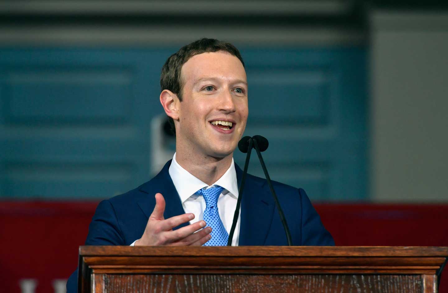 Facebook Founder and CEO Mark Zuckerberg delivers the commencement address at the Alumni Exercises at Harvard's 366th commencement exercises on May 25, 2017 in Cambridge, Massachusetts. Zuckerberg studied computer science at Harvard before leaving to move Facebook to Paolo Alto, CA. He returned to the campus this week to his former dorm room and live streamed his visit. (Paul Marotta/Getty Images)