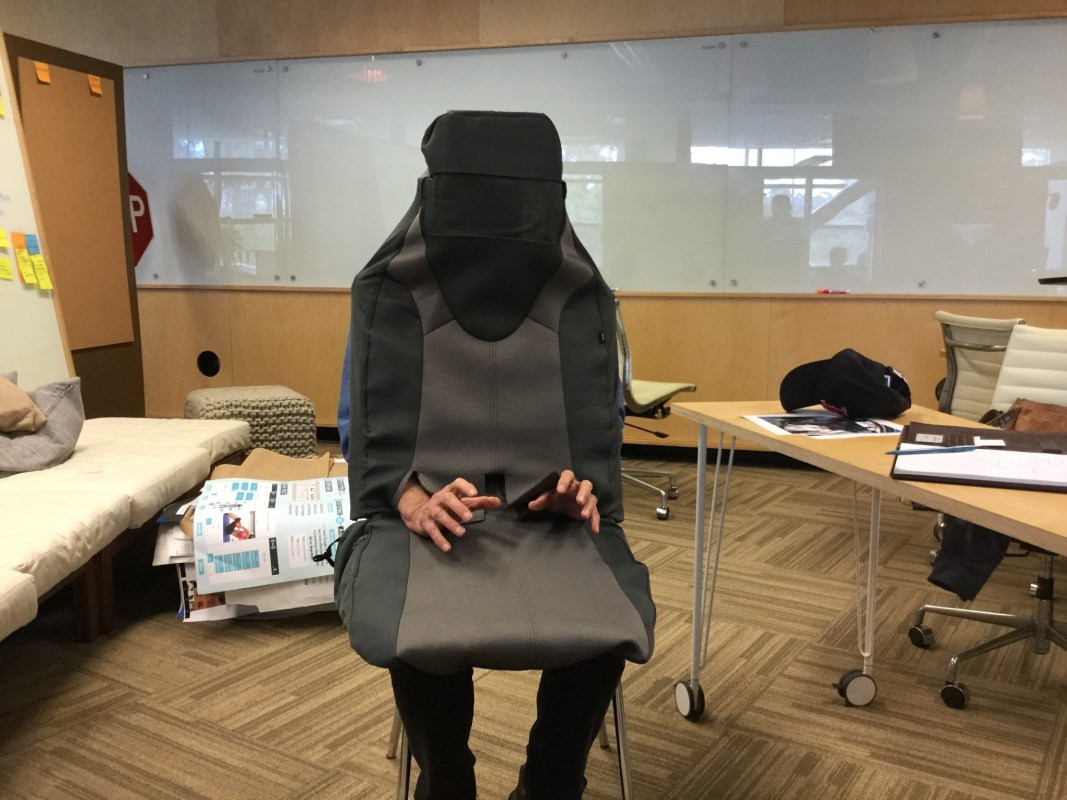 The “ghost driver" seats worn by researchers to trick fellow drivers. (UCSD)