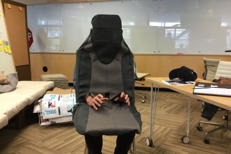 The “ghost driver" seats worn by researchers to trick fellow drivers. (UCSD)