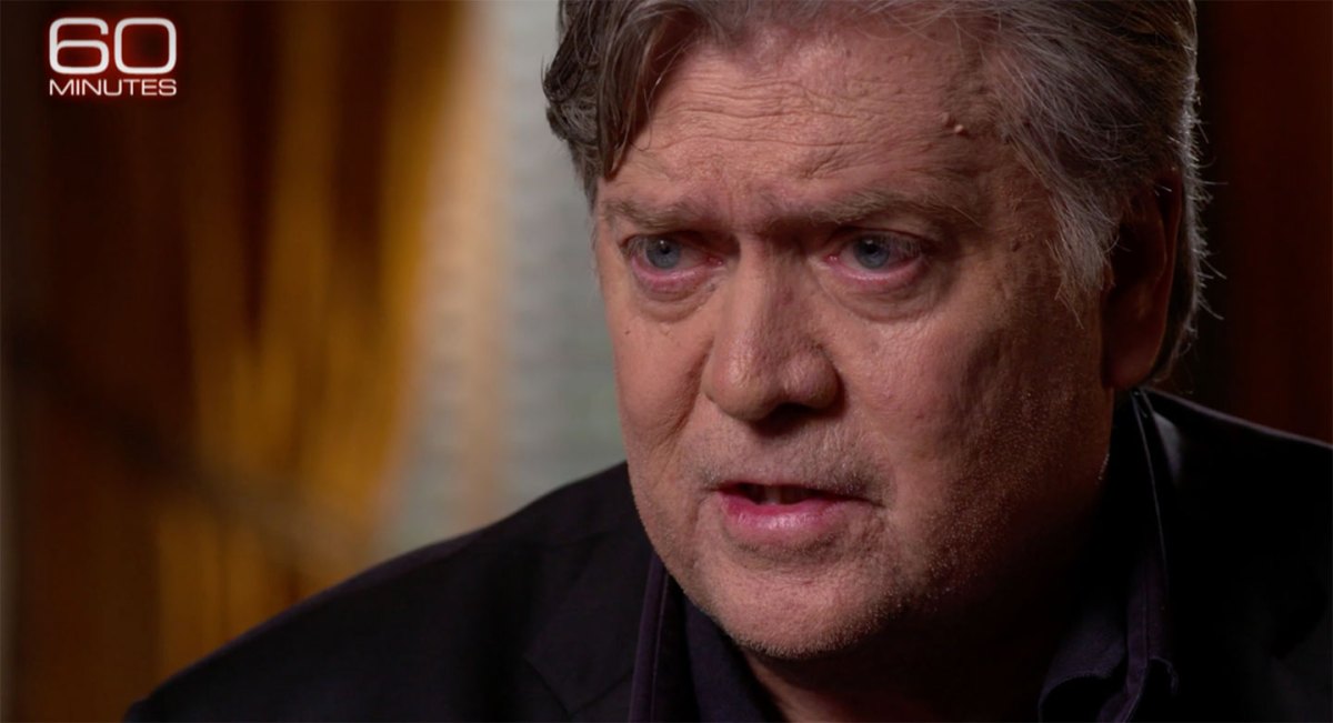 Steve Bannon sits down with Charlie Rose in his first interview since leaving the White House. (60 Minutes/CBS/Screengrab)