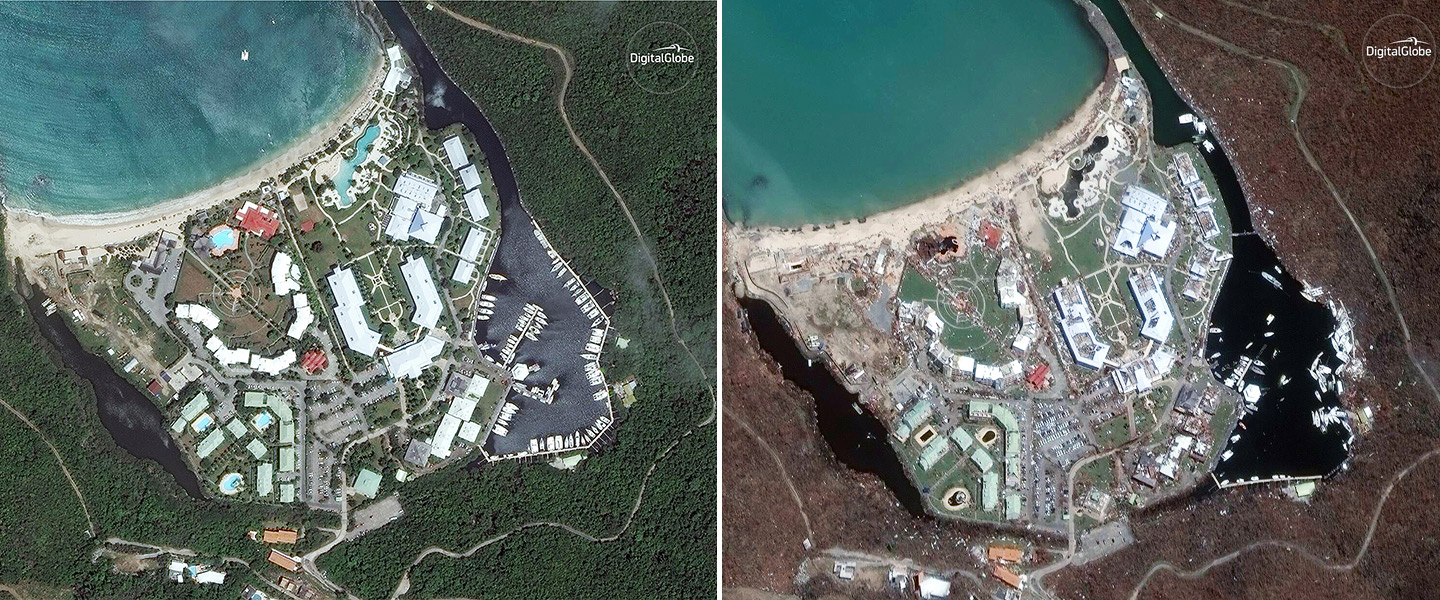 Hurricane Irma Before and After Satellite Image