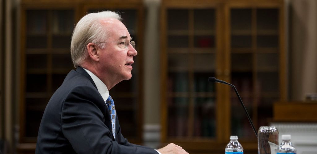 Secretary of Health and Human Services Tom Price testifies during a Labor, Health and Human Services, Education, and Related Agencies Subcommittee hearing on Capitol Hill on March 29, 2017 in Washington, D.C. The hearing discussed the budget for the Department of Health and Human Services.(Photo by Zach Gibson/Getty Images)
