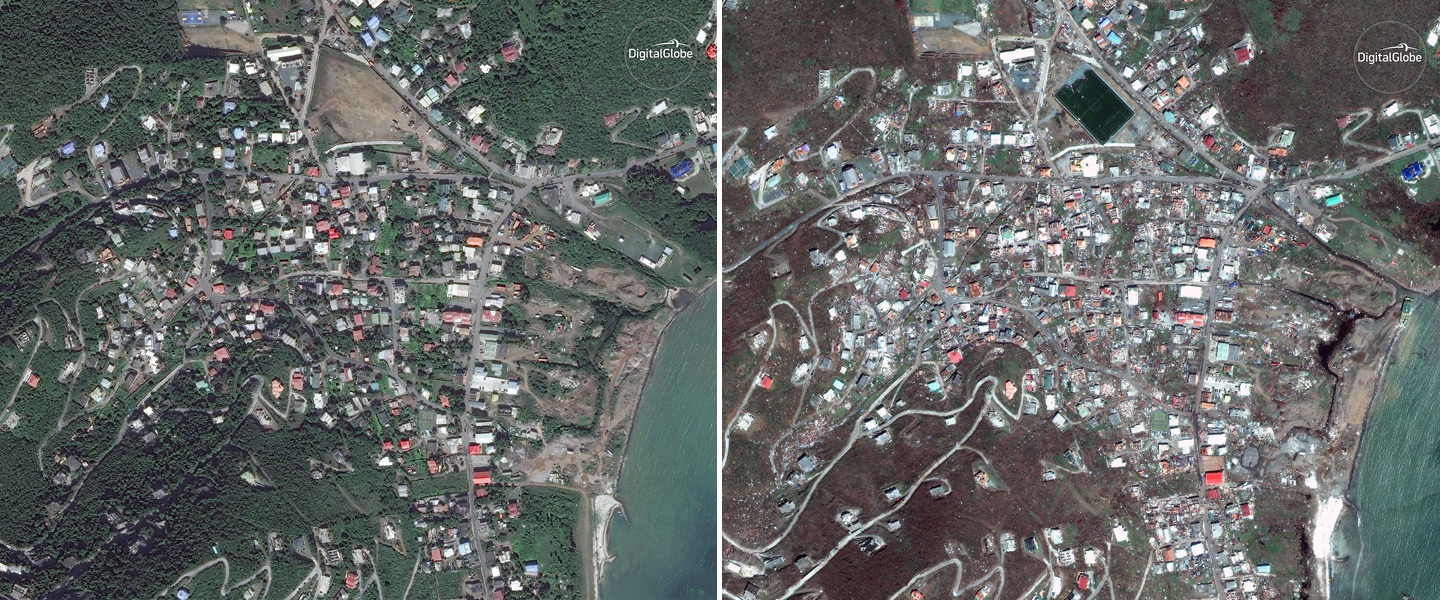 Hurricane Irma Before and After Satellite Image