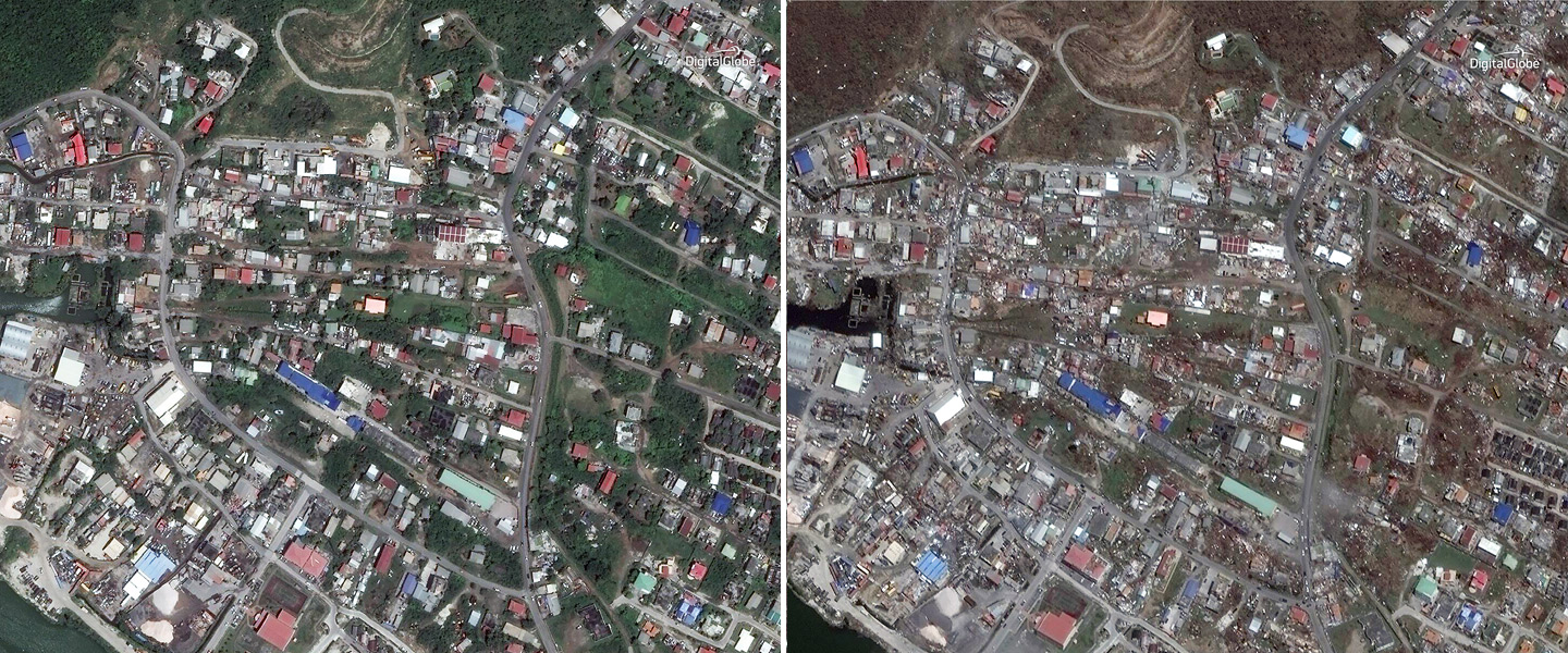 Hurricane Irma Before and After Satellite Image
