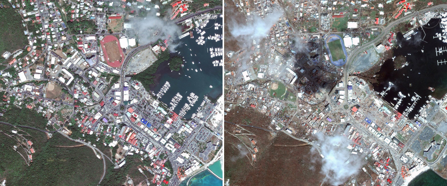 Hurricane Irma Before and After Satellite Image