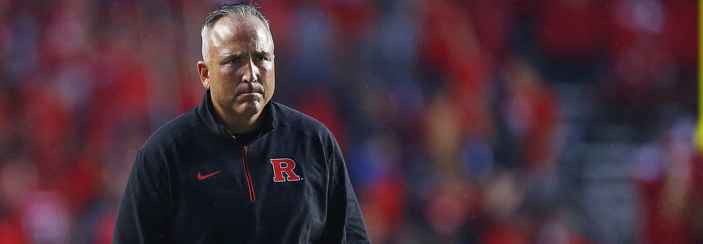 Head coach Kyle Flood of the Rutgers Scarlet Knights