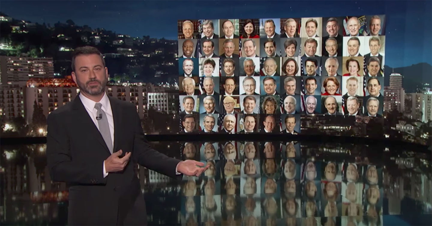 Jimmy Kimmel talks gun control after the Las Vegas mass shooting. (YouTube)