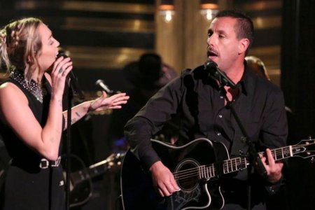 Adam Sandler and Miley Cyrus perform on 'The Tonight Show.' (YouTube/NBC)
