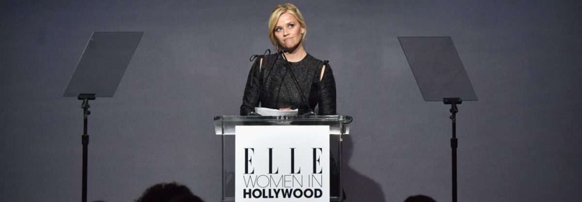 Reese Witherspoon speaks onstage during ELLE's 24th Annual Women in Hollywood Celebration presented by L'Oreal Paris, Real Is Rare, Real Is A Diamond and CALVIN KLEIN at Four Seasons Hotel Los Angeles at Beverly Hills on October 16, 2017 in Los Angeles, California. (Photo by Frazer Harrison/Getty Images for ELLE)