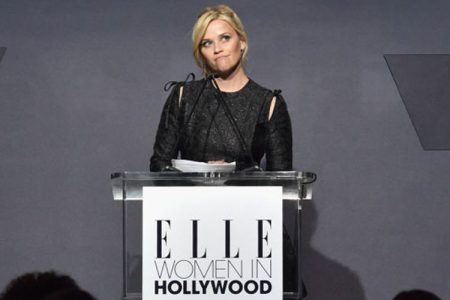 Reese Witherspoon speaks onstage during ELLE's 24th Annual Women in Hollywood Celebration presented by L'Oreal Paris, Real Is Rare, Real Is A Diamond and CALVIN KLEIN at Four Seasons Hotel Los Angeles at Beverly Hills on October 16, 2017 in Los Angeles, California. (Photo by Frazer Harrison/Getty Images for ELLE)