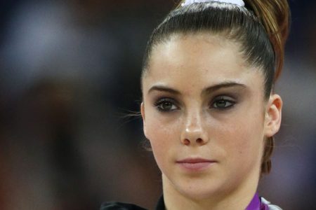 US Kayla Mc Maroney poses with her silver medal on the podium of the women's vault final of the artistic gymnastics event of the London Olympic Games on August 5, 2012 at the 02 North Greenwich Arena in London. (AFP PHOTO/THOMAS COEX/Getty)